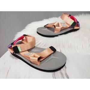 NEW NO BOX WOMENS SIZE 7 Suicoke JAPAN Depa Cab Web Ankle Strap Sandal Pink Gray